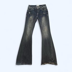 Fashion Nova Distressed Black Flare Jeans